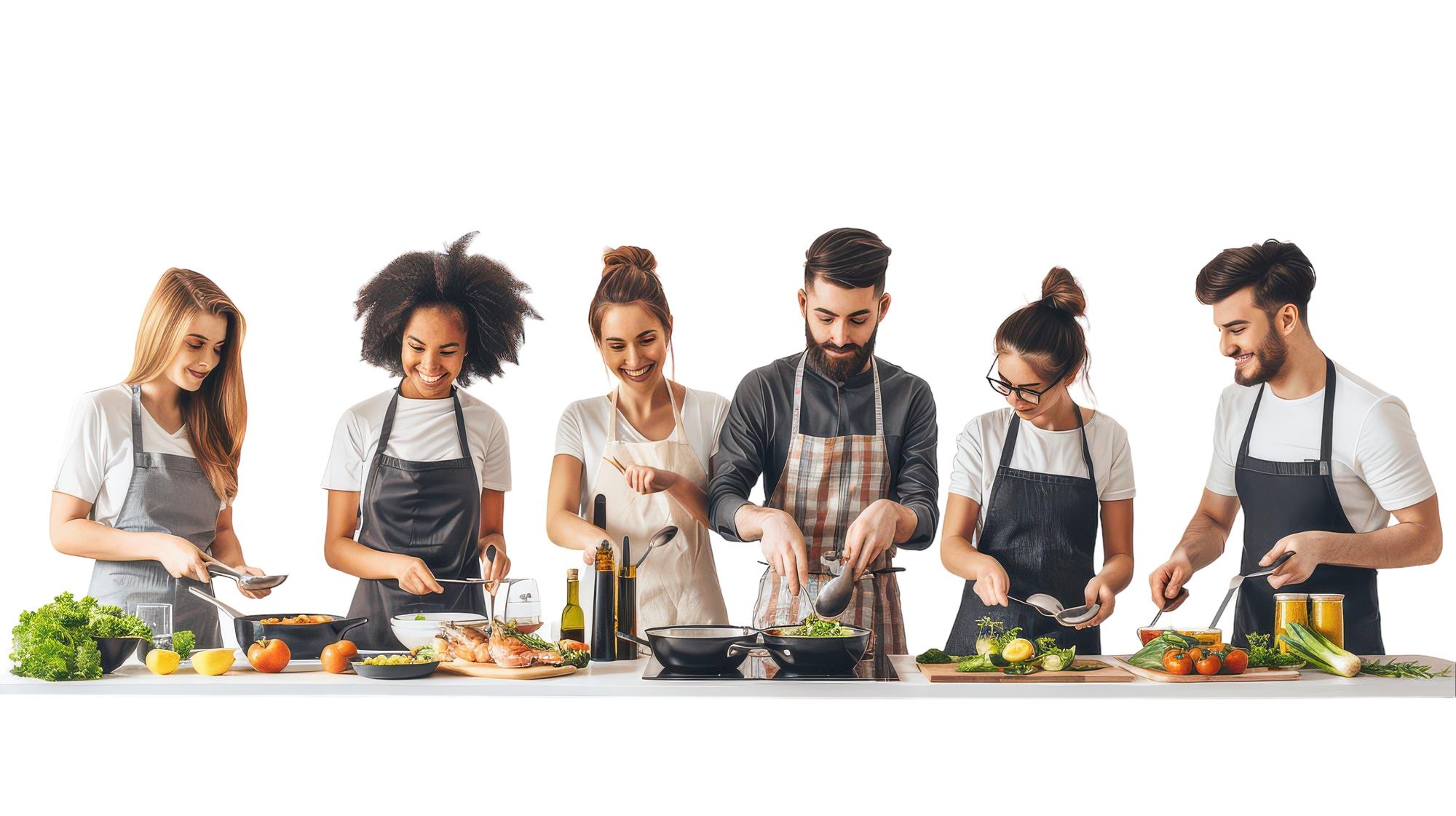 Group workshop in culinary studio