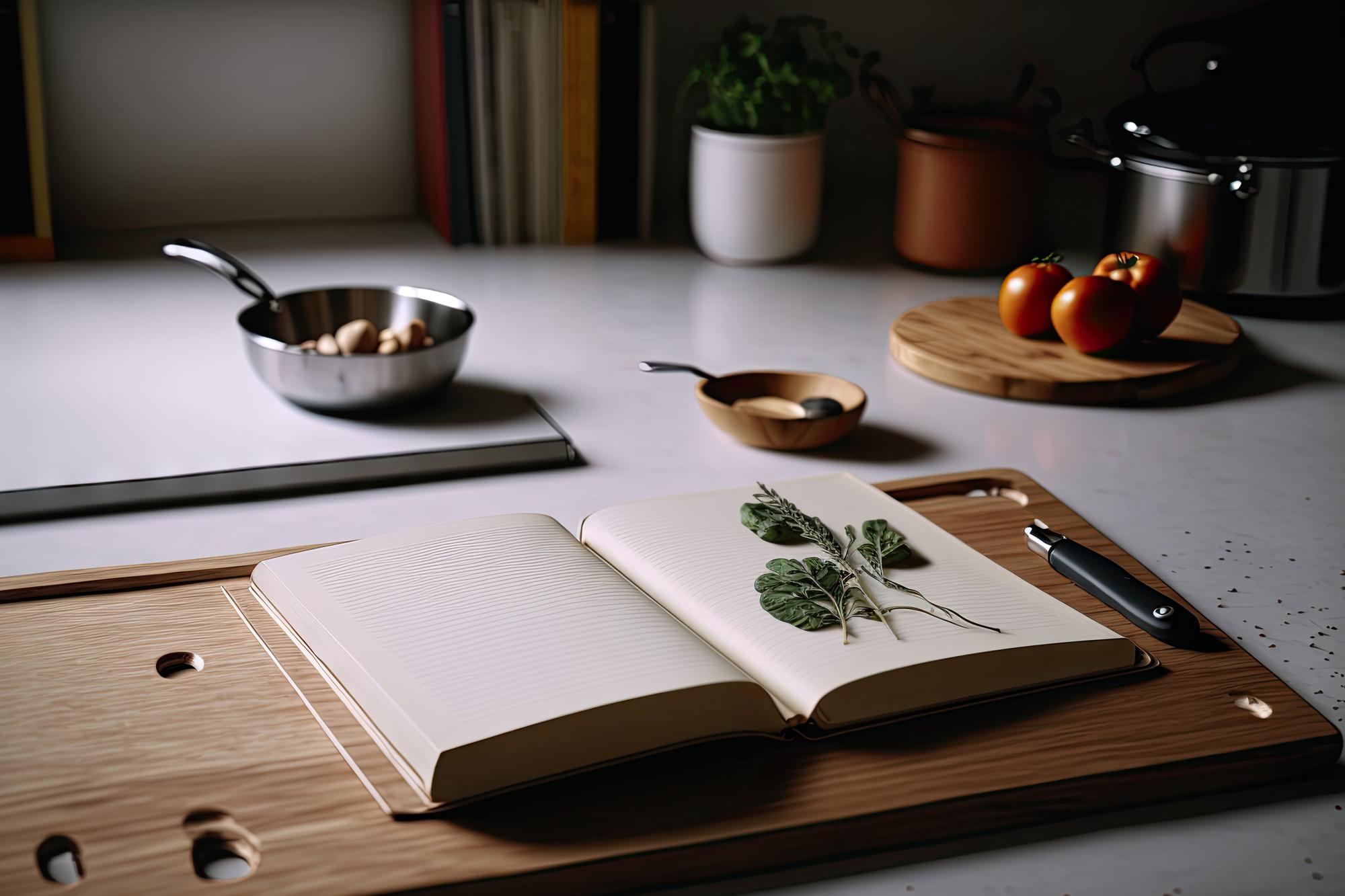 Stack of culinary guides and notebooks